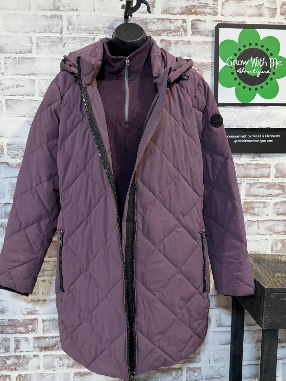 Nuage Women's Quilted Hooded Coat - Purple XL
